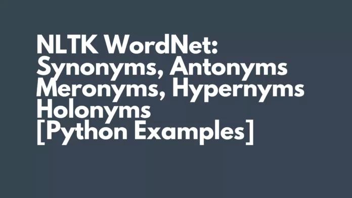 Nltk WordNet with Python Examples